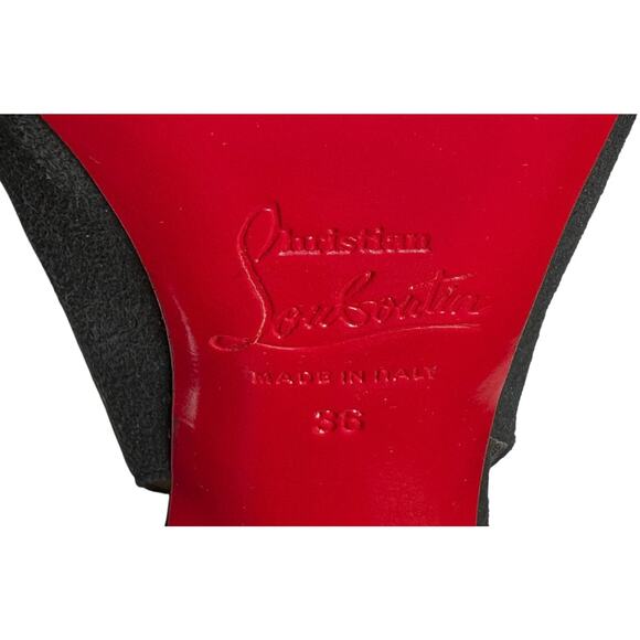 Christian Louboutin Rolande Boucle 120 Black Suede Slingback Heels Pumps Size 36 - Picture 6 of 6